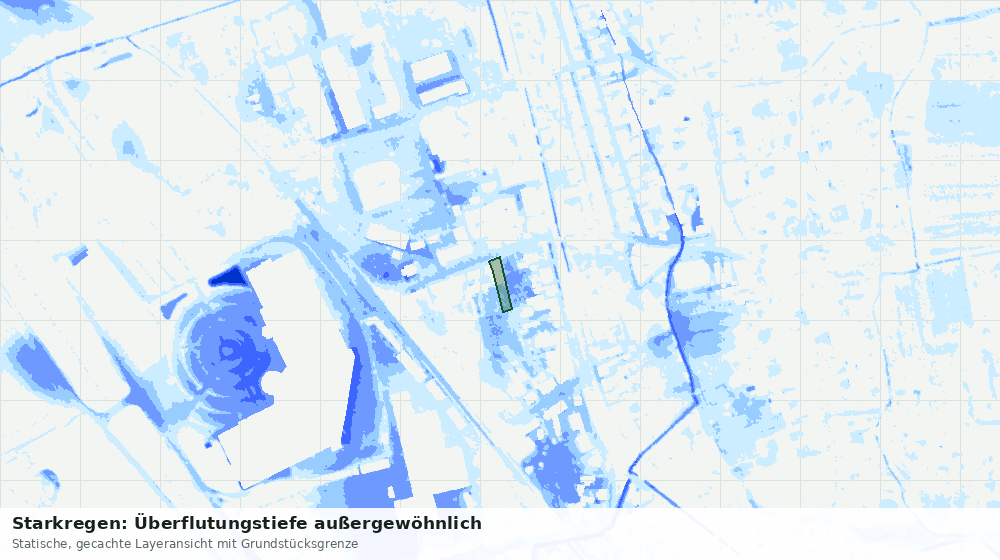 Statische Kartenansicht: Starkregen: Überflutungstiefe außergewöhnlich