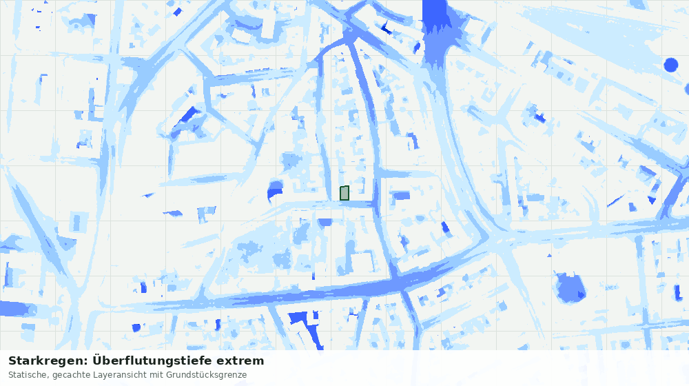 Statische Kartenansicht: Starkregen: Überflutungstiefe extrem