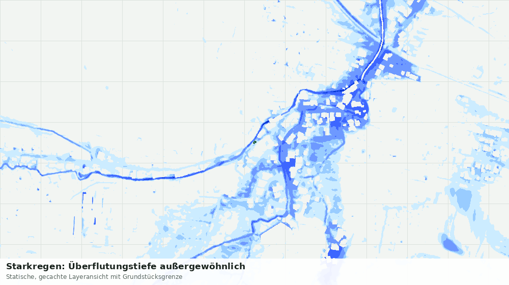 Statische Kartenansicht: Starkregen: Überflutungstiefe außergewöhnlich