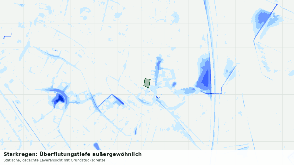 Statische Kartenansicht: Starkregen: Überflutungstiefe außergewöhnlich