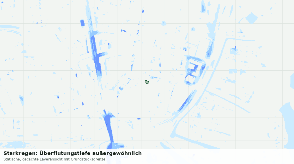 Statische Kartenansicht: Starkregen: Überflutungstiefe außergewöhnlich
