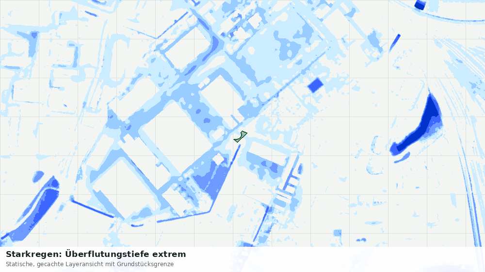 Statische Kartenansicht: Starkregen: Überflutungstiefe extrem