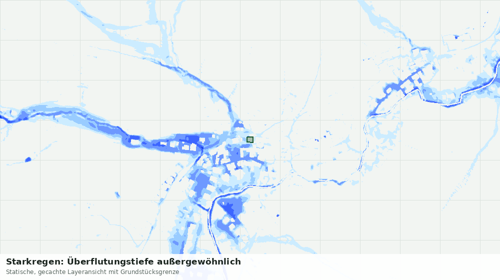 Statische Kartenansicht: Starkregen: Überflutungstiefe außergewöhnlich