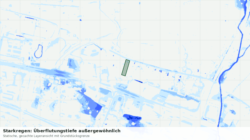 Statische Kartenansicht: Starkregen: Überflutungstiefe außergewöhnlich