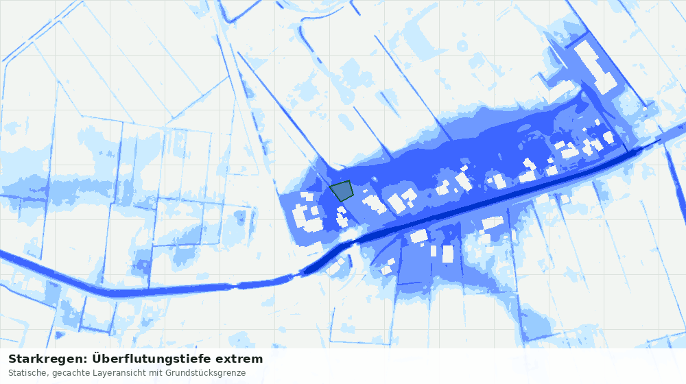 Statische Kartenansicht: Starkregen: Überflutungstiefe extrem