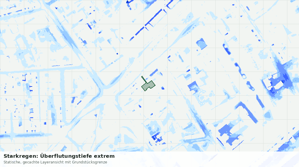Statische Kartenansicht: Starkregen: Überflutungstiefe extrem