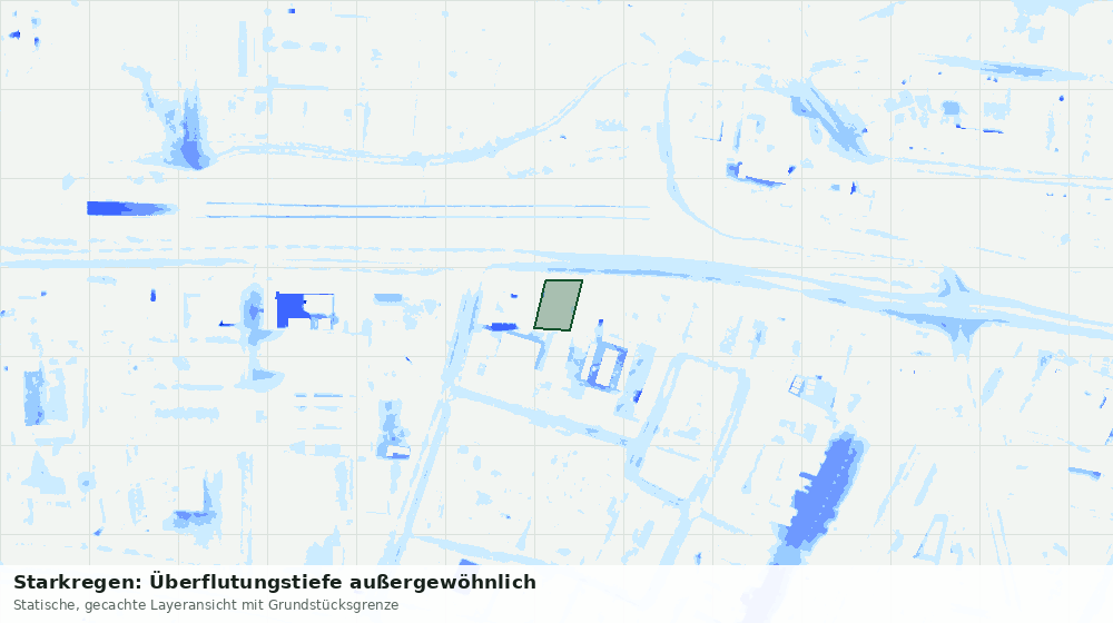 Statische Kartenansicht: Starkregen: Überflutungstiefe außergewöhnlich