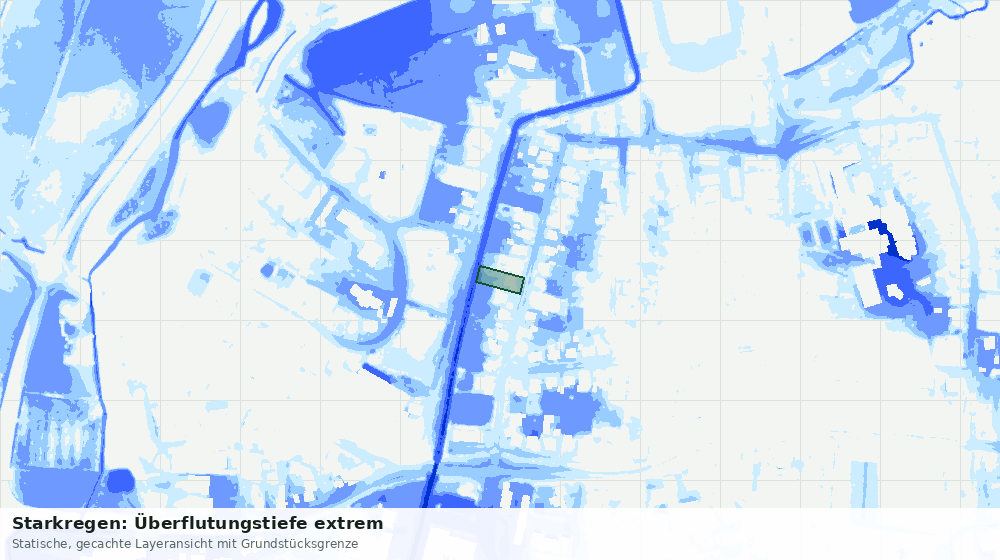 Statische Kartenansicht: Starkregen: Überflutungstiefe extrem