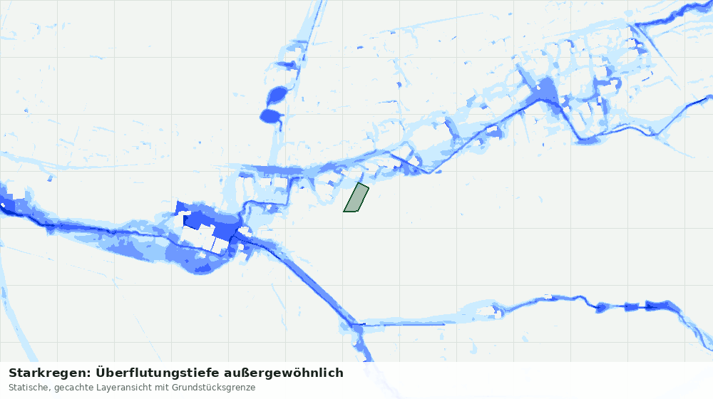 Statische Kartenansicht: Starkregen: Überflutungstiefe außergewöhnlich