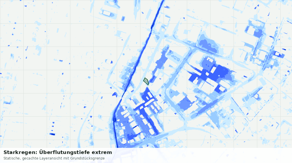 Statische Kartenansicht: Starkregen: Überflutungstiefe extrem