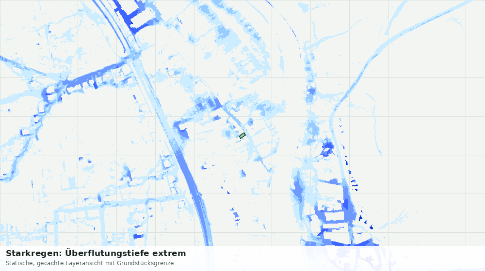 Statische Kartenansicht: Starkregen: Überflutungstiefe extrem