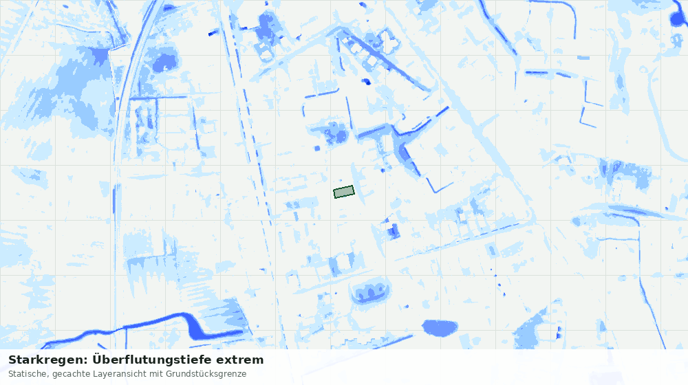 Statische Kartenansicht: Starkregen: Überflutungstiefe extrem