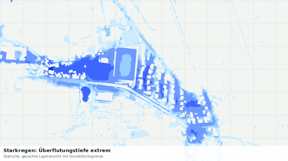 Statische Kartenansicht: Starkregen: Überflutungstiefe extrem