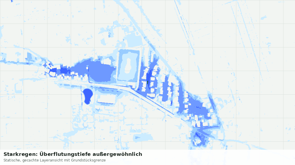 Statische Kartenansicht: Starkregen: Überflutungstiefe außergewöhnlich
