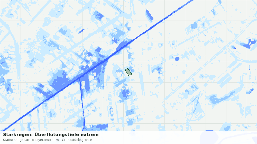 Statische Kartenansicht: Starkregen: Überflutungstiefe extrem