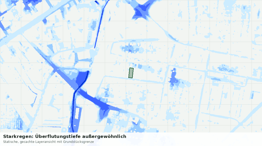 Statische Kartenansicht: Starkregen: Überflutungstiefe außergewöhnlich