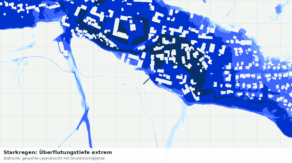 Statische Kartenansicht: Starkregen: Überflutungstiefe extrem