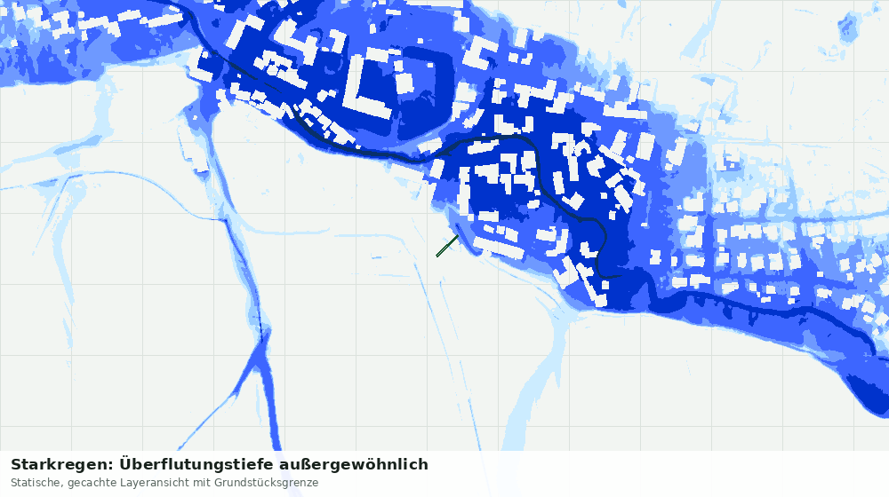 Statische Kartenansicht: Starkregen: Überflutungstiefe außergewöhnlich