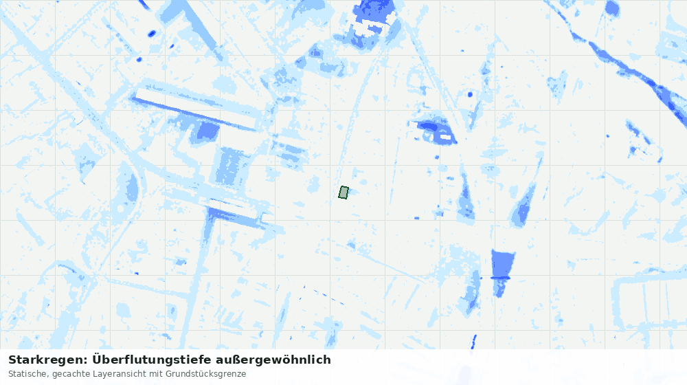 Statische Kartenansicht: Starkregen: Überflutungstiefe außergewöhnlich