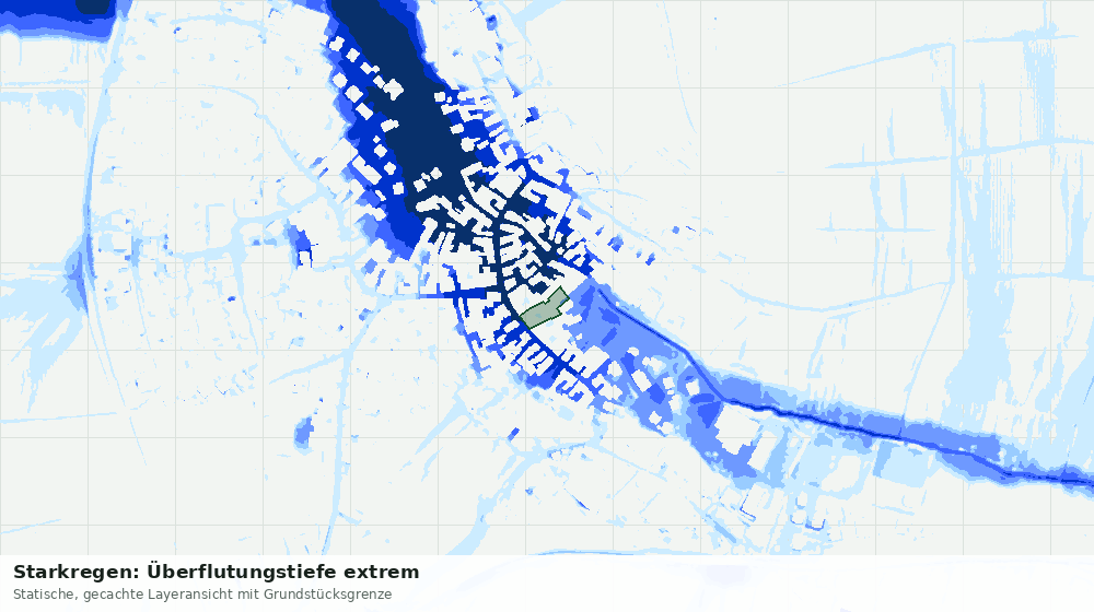 Statische Kartenansicht: Starkregen: Überflutungstiefe extrem