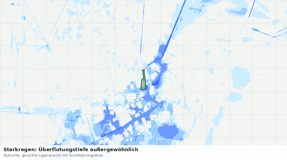 Statische Kartenansicht: Starkregen: Überflutungstiefe außergewöhnlich