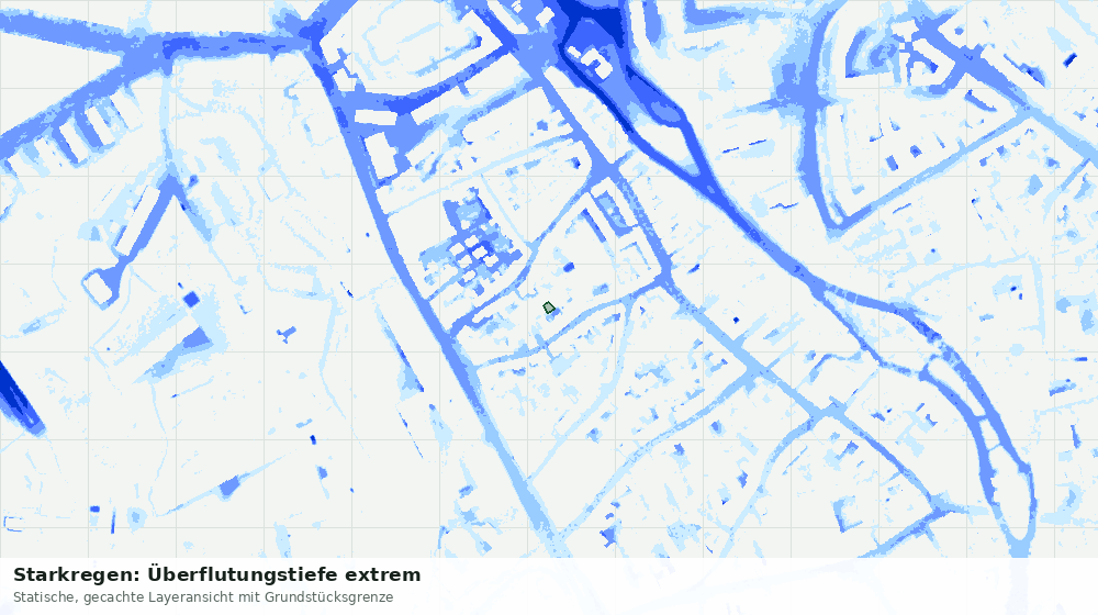 Statische Kartenansicht: Starkregen: Überflutungstiefe extrem
