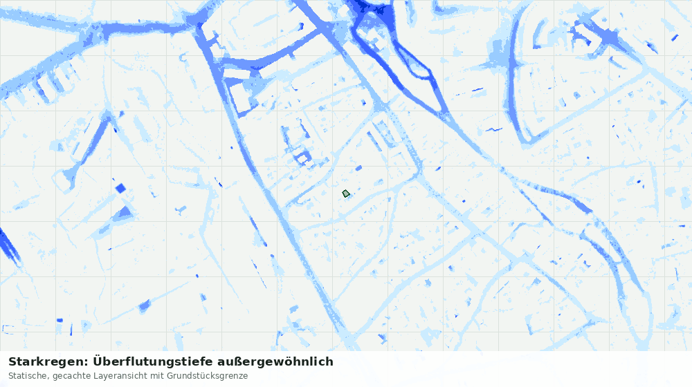 Statische Kartenansicht: Starkregen: Überflutungstiefe außergewöhnlich