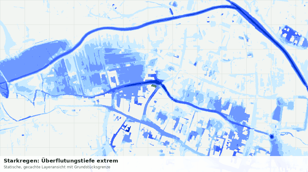 Statische Kartenansicht: Starkregen: Überflutungstiefe extrem