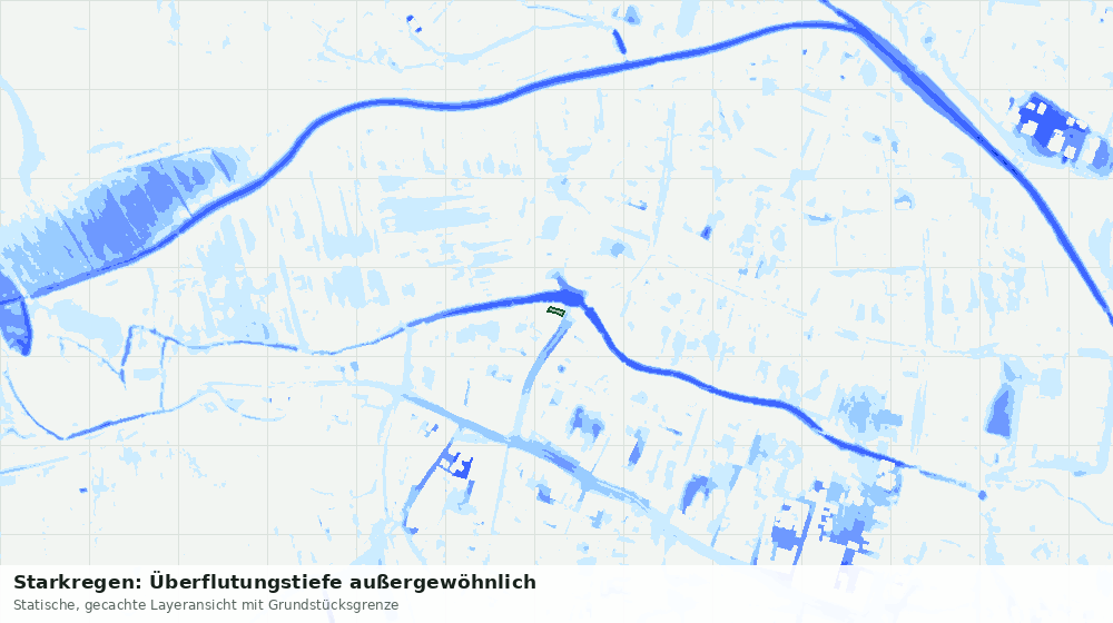 Statische Kartenansicht: Starkregen: Überflutungstiefe außergewöhnlich
