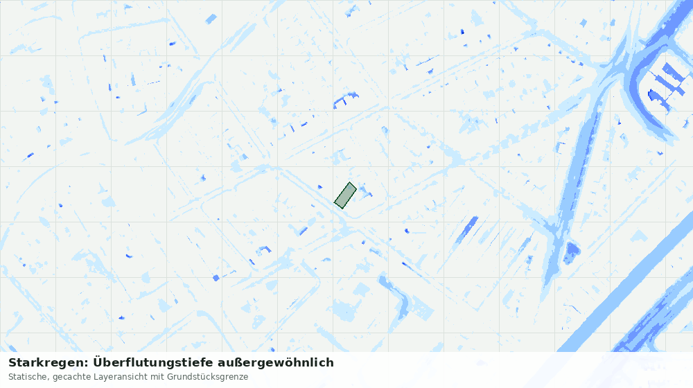 Statische Kartenansicht: Starkregen: Überflutungstiefe außergewöhnlich