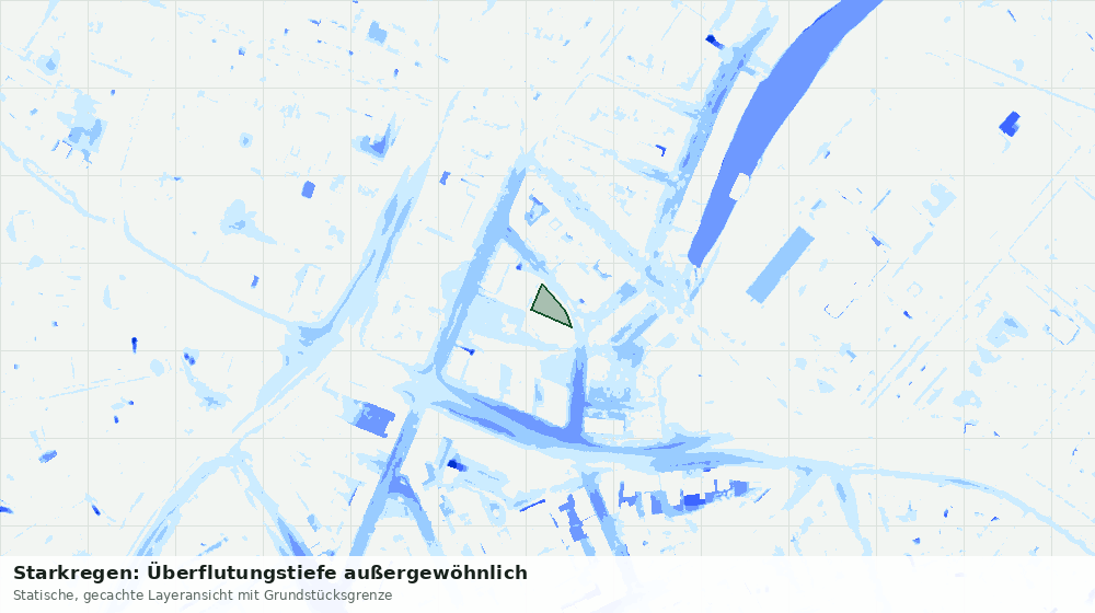 Statische Kartenansicht: Starkregen: Überflutungstiefe außergewöhnlich