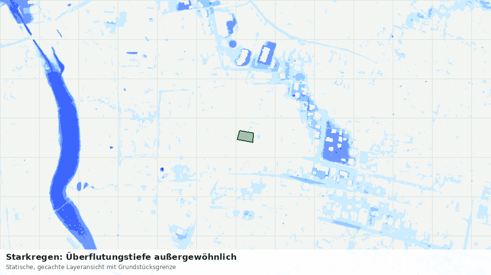 Statische Kartenansicht: Starkregen: Überflutungstiefe außergewöhnlich