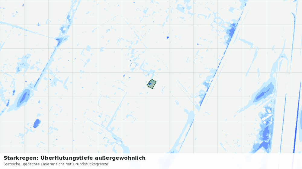 Statische Kartenansicht: Starkregen: Überflutungstiefe außergewöhnlich