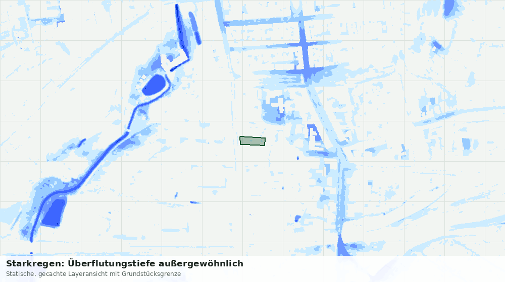 Statische Kartenansicht: Starkregen: Überflutungstiefe außergewöhnlich