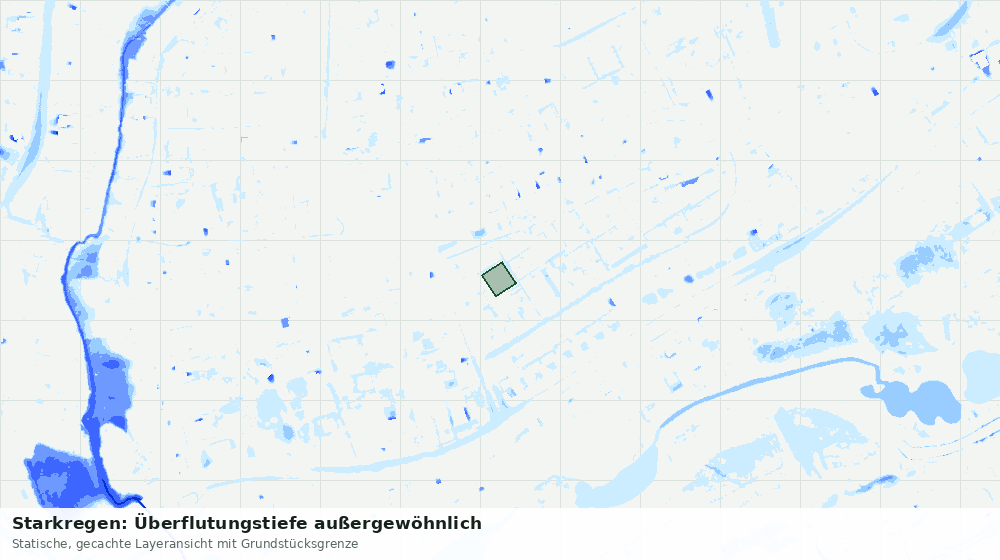 Statische Kartenansicht: Starkregen: Überflutungstiefe außergewöhnlich