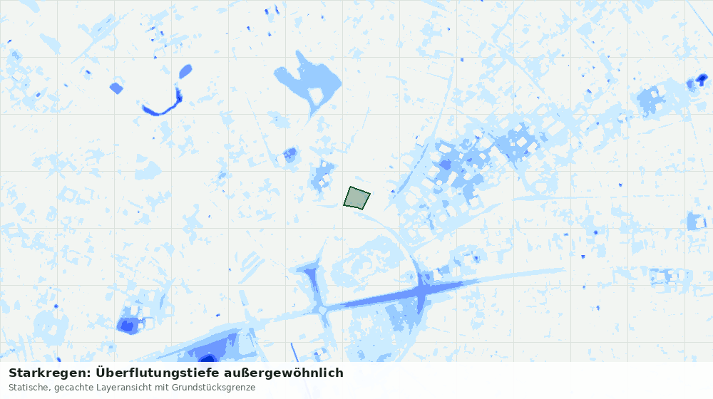 Statische Kartenansicht: Starkregen: Überflutungstiefe außergewöhnlich