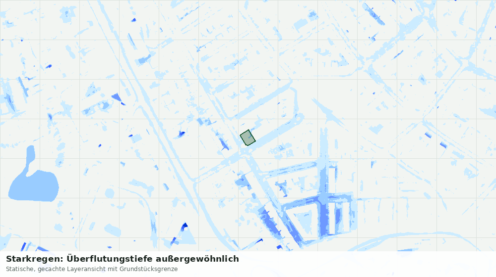 Statische Kartenansicht: Starkregen: Überflutungstiefe außergewöhnlich