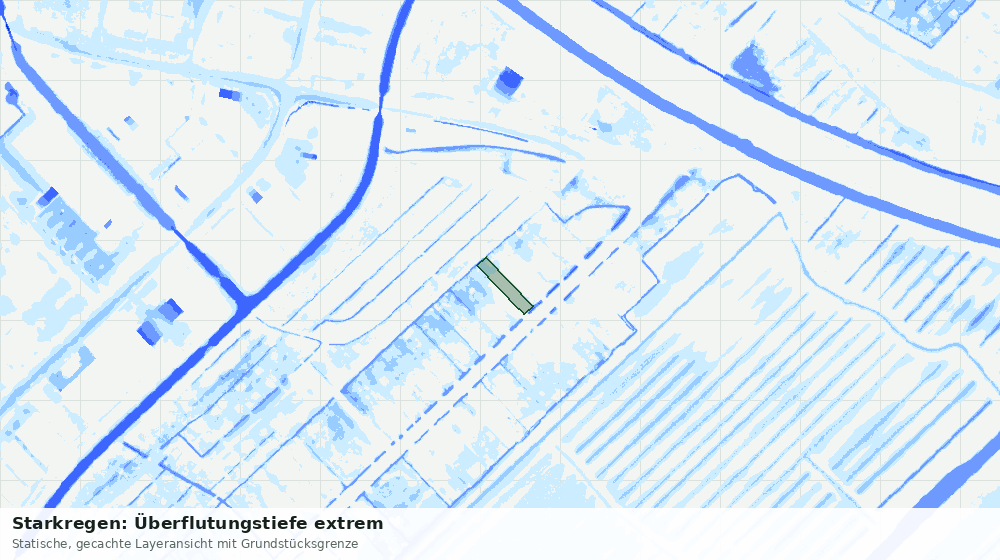 Statische Kartenansicht: Starkregen: Überflutungstiefe extrem