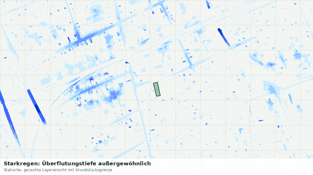 Statische Kartenansicht: Starkregen: Überflutungstiefe außergewöhnlich