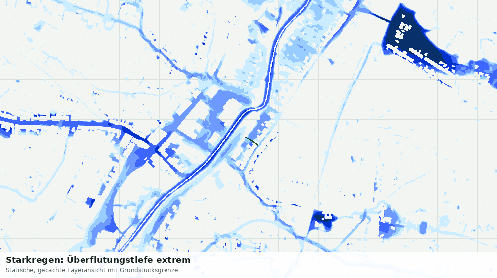 Statische Kartenansicht: Starkregen: Überflutungstiefe extrem