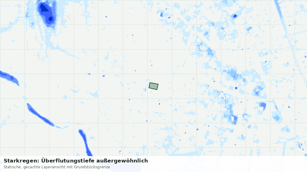 Statische Kartenansicht: Starkregen: Überflutungstiefe außergewöhnlich