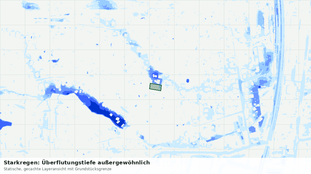 Statische Kartenansicht: Starkregen: Überflutungstiefe außergewöhnlich