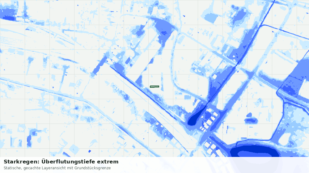 Statische Kartenansicht: Starkregen: Überflutungstiefe extrem