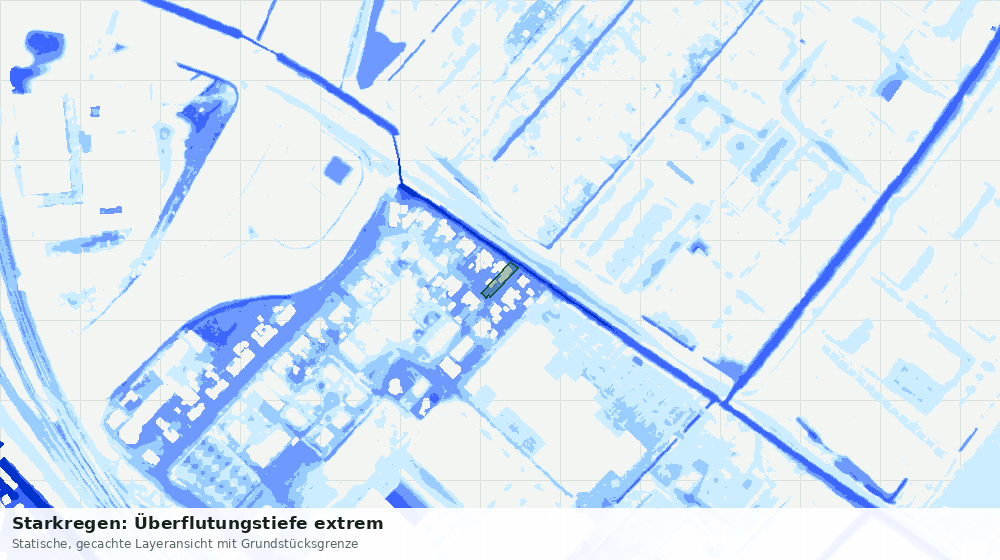 Statische Kartenansicht: Starkregen: Überflutungstiefe extrem