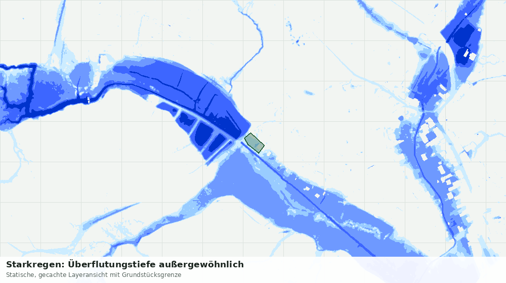 Statische Kartenansicht: Starkregen: Überflutungstiefe außergewöhnlich