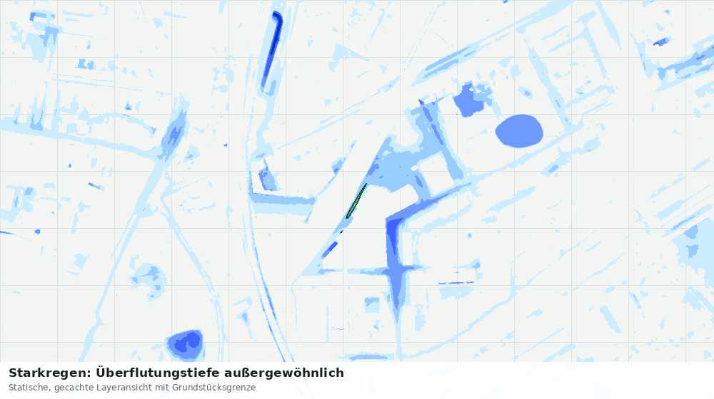 Statische Kartenansicht: Starkregen: Überflutungstiefe außergewöhnlich