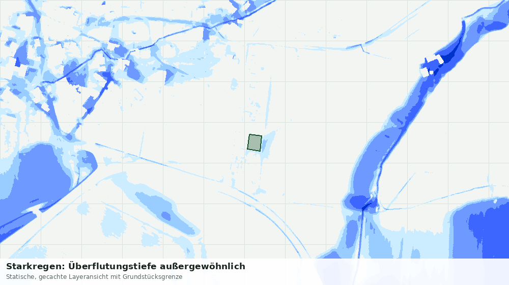 Statische Kartenansicht: Starkregen: Überflutungstiefe außergewöhnlich