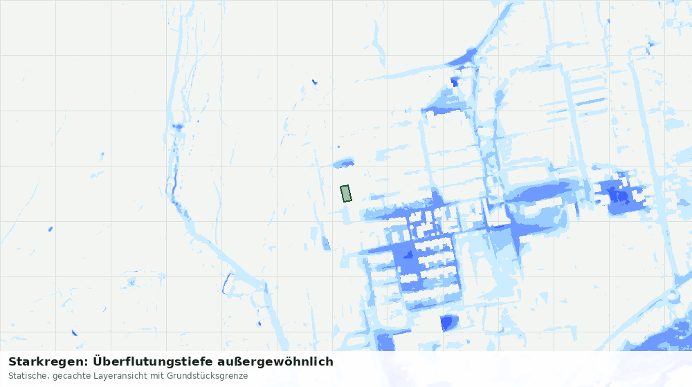 Statische Kartenansicht: Starkregen: Überflutungstiefe außergewöhnlich