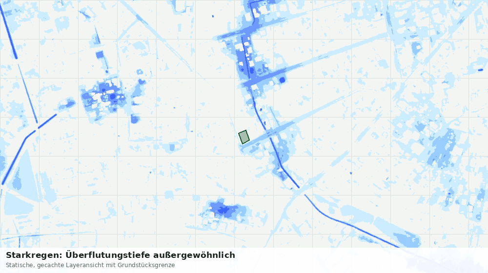 Statische Kartenansicht: Starkregen: Überflutungstiefe außergewöhnlich