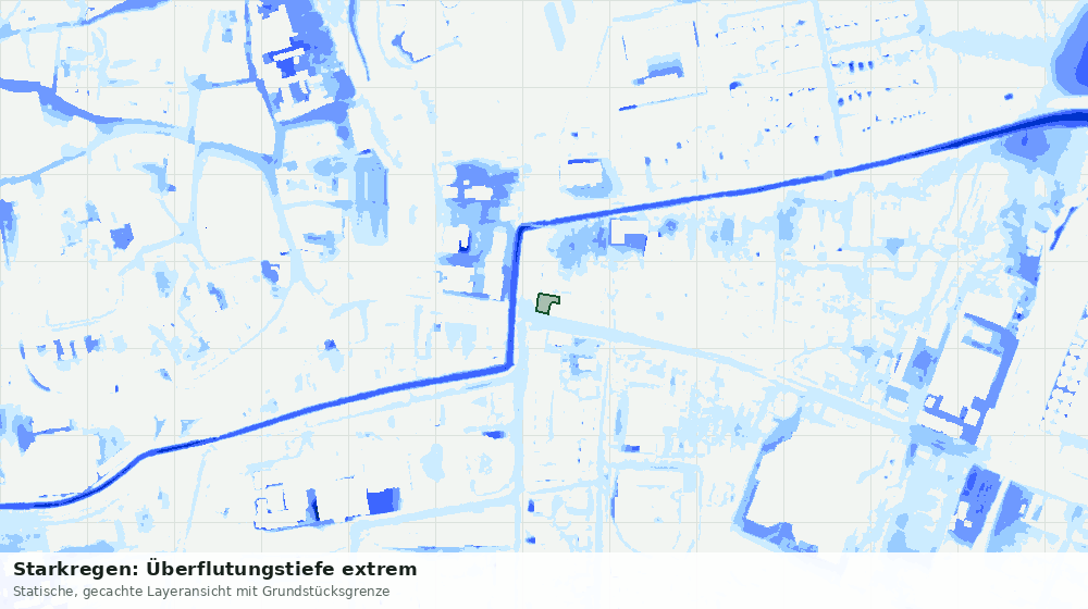 Statische Kartenansicht: Starkregen: Überflutungstiefe extrem